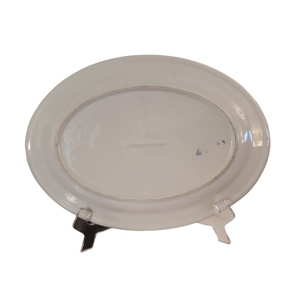 Serving Plate Chinese Vintage Koi Fish Oval Porcelain  Blue White 14x10 Dr Lori - Picture 6 of 6